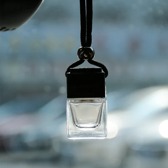 Ambientador de carro preto frasco de vidro de perfume vazio óleo essencial fragrância automática aromaterapia difusor ornamento com corda